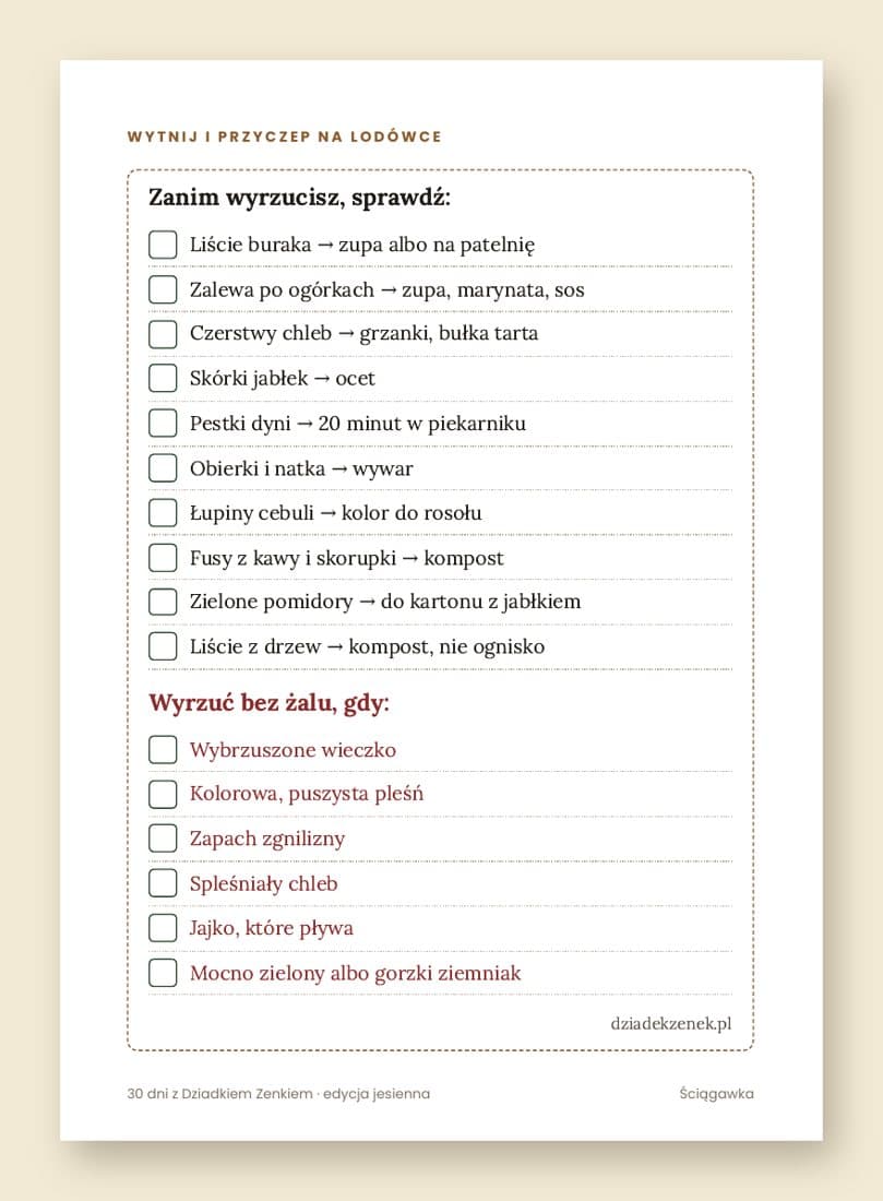 Nic się nie marnuje w 30 dni – program jesienny (planer drukowany A5 + książka + PDF w minutę)