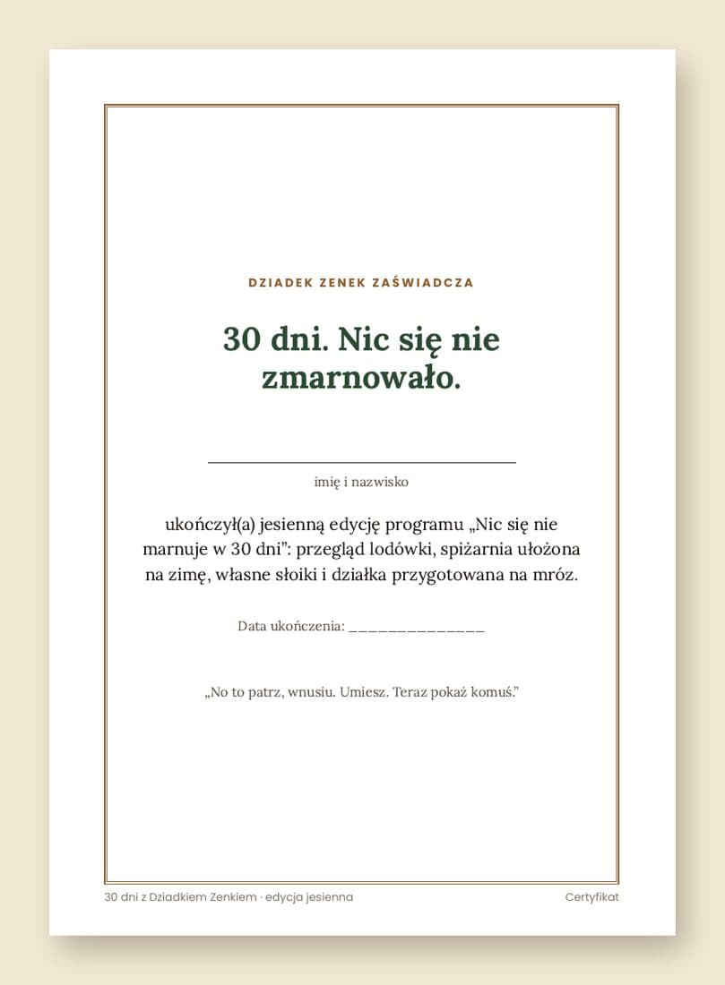 Nic się nie marnuje w 30 dni – program jesienny (planer drukowany A5 + książka + PDF w minutę)