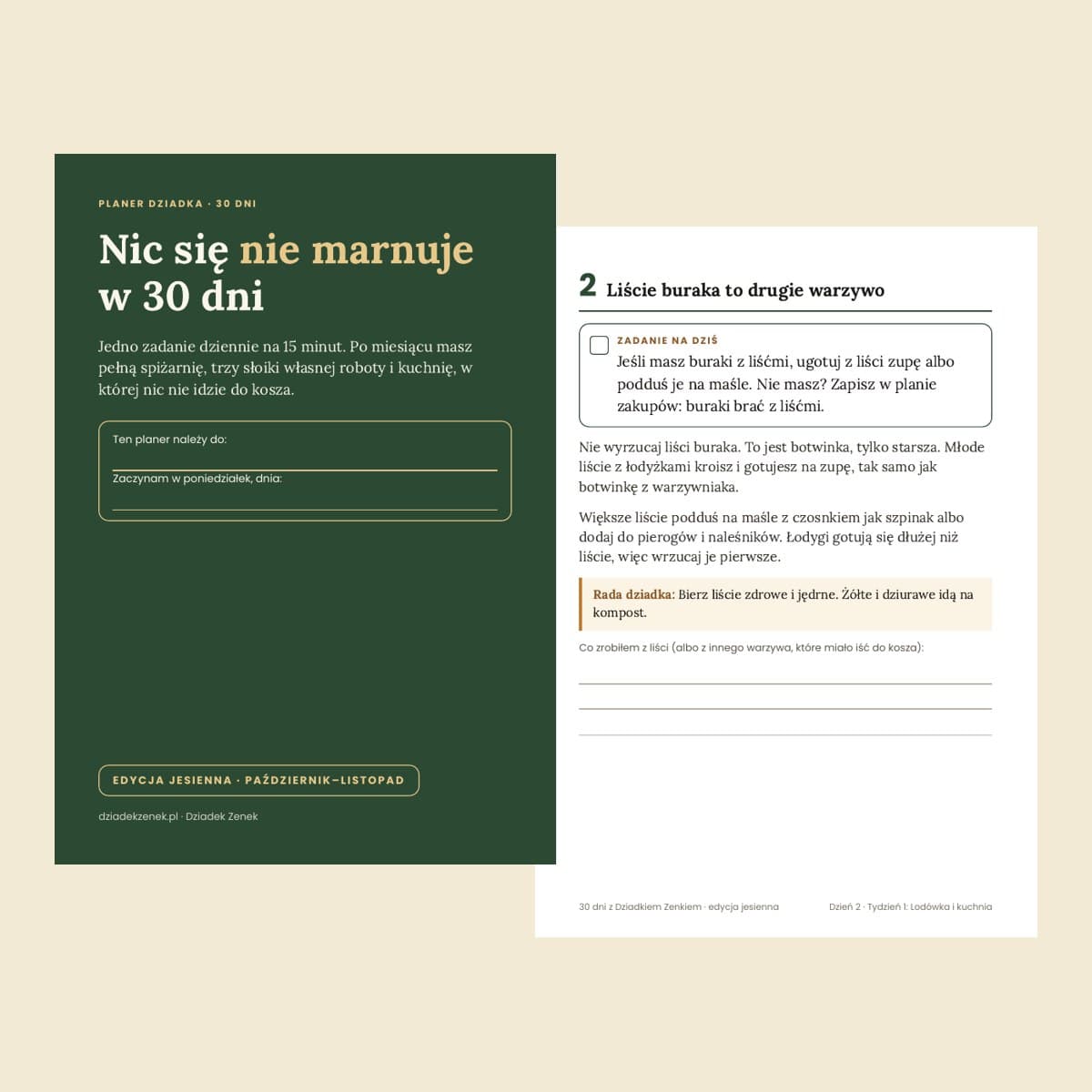 Nic się nie marnuje w 30 dni – program jesienny (planer drukowany A5 + książka + PDF w minutę)
